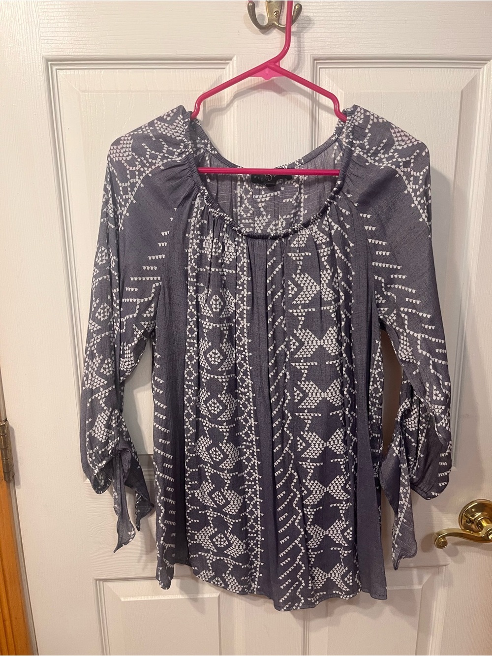Fred David Gray Patterned Peasant Tunic